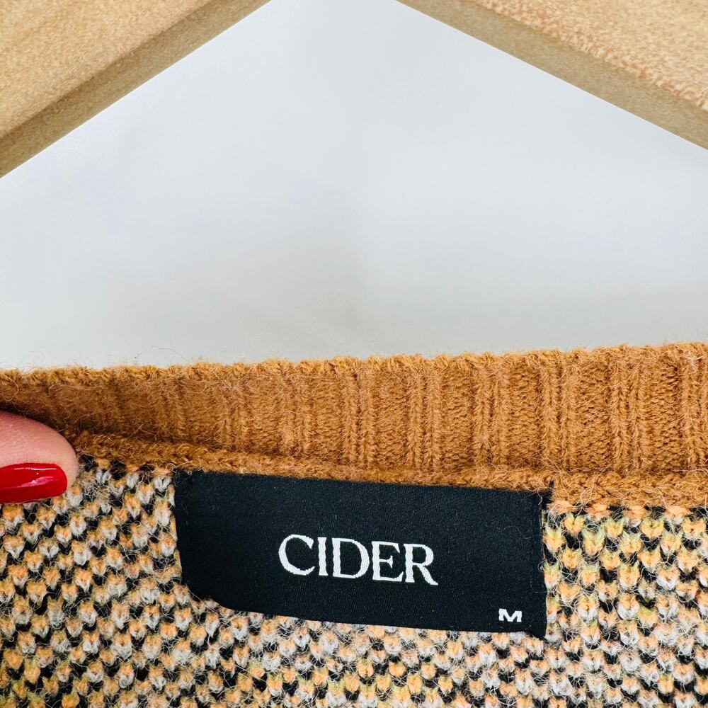 CIDER Duck Pattern Button Cardigan Green Brown Kn… - image 4